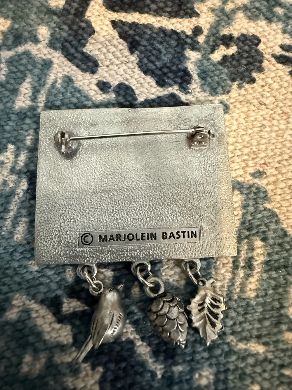 Marjolein Bastin Yellow Rabbit brooch with Silver Charms